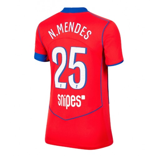Paris Saint-Germain Nuno Mendes #25 Replica Third Stadium Shirt for Women 2025-26 Short Sleeve Paris Saint-Germain Nuno Mendes #25 Replica Third Stadium Shirt for Women 2025-26 Short Sleeve